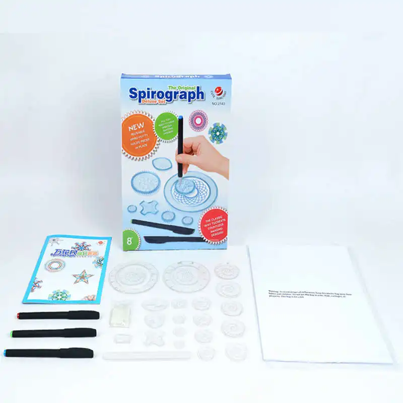 Children 27pcs Enfant Spirograph Drawing Set Brain Education Geometric Deluxe Ruler Creative Plastic Draw Picture Toys with Pen