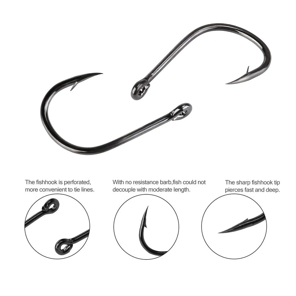 PRO BEROS Angeln Haken Set Mit Schleife Stacheldraht Karausche Karpfen Angeln Meer Eyed Kreis Haken 3 #-12 # angelhaken Angeln Zubehör Pesca – Detail 3