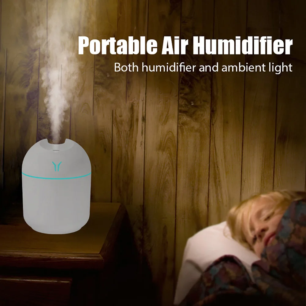 250ML Portable USB Mini Air Humidifier Aroma Essential Oil Diffuser with LED Color Lamp for Home Car air humidifier