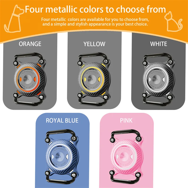Durable Airtag Dog Collar Holder with Removable Metal Loops