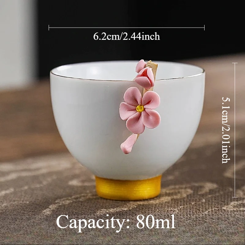 1pcs Ceramic Cups High End Handmade Flower Tea Set for Household Use Girls Use Colorful Tea Cup Master's Cup