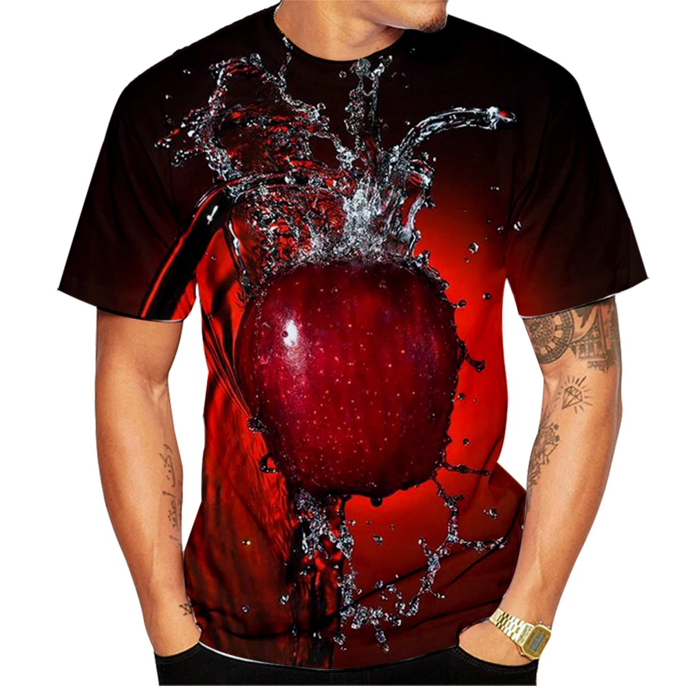 Summer Casual Unisex Apple Print T Shirt