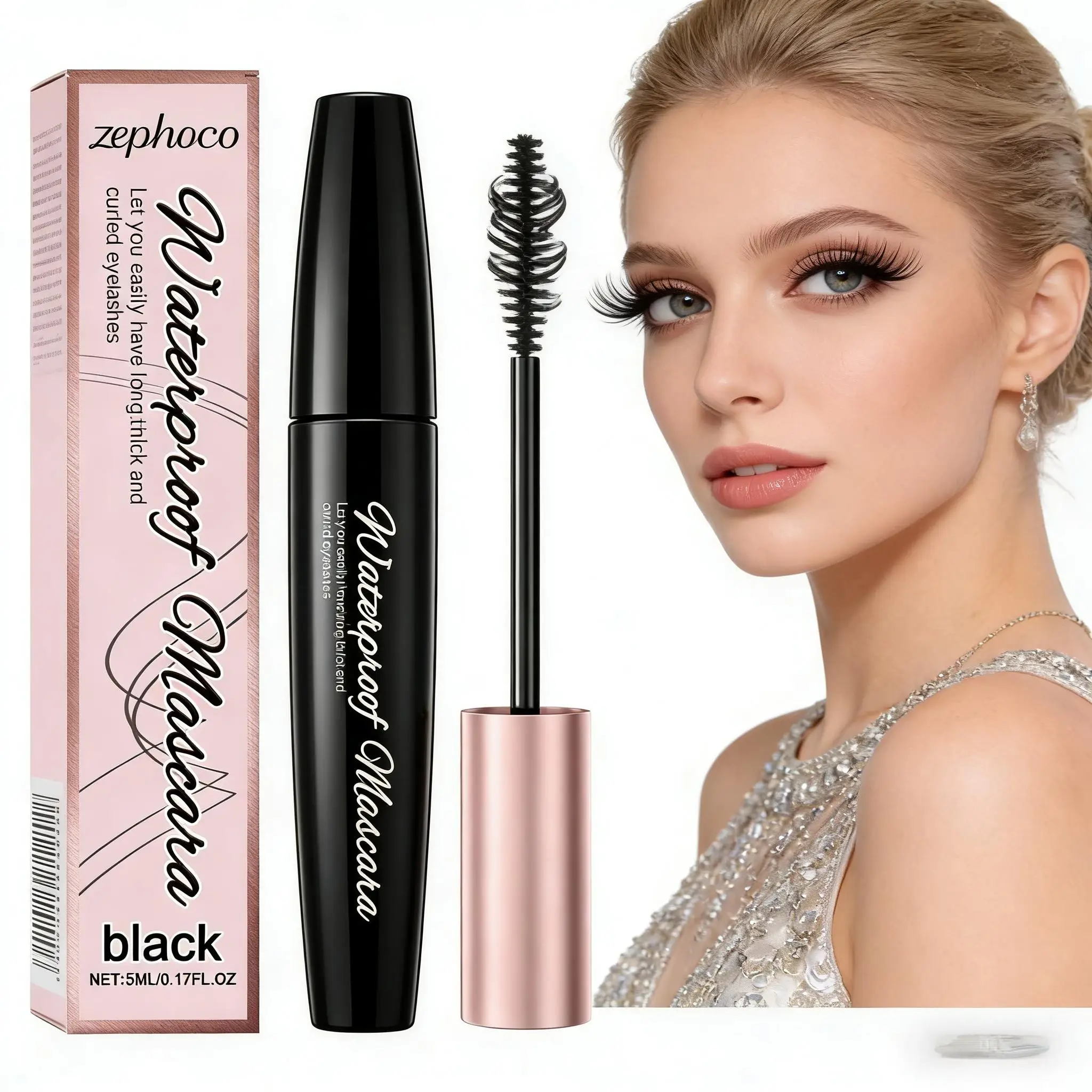 4d Black Mascara Waterproof Volumizing And Curling Silk Fiber_voghion.com
