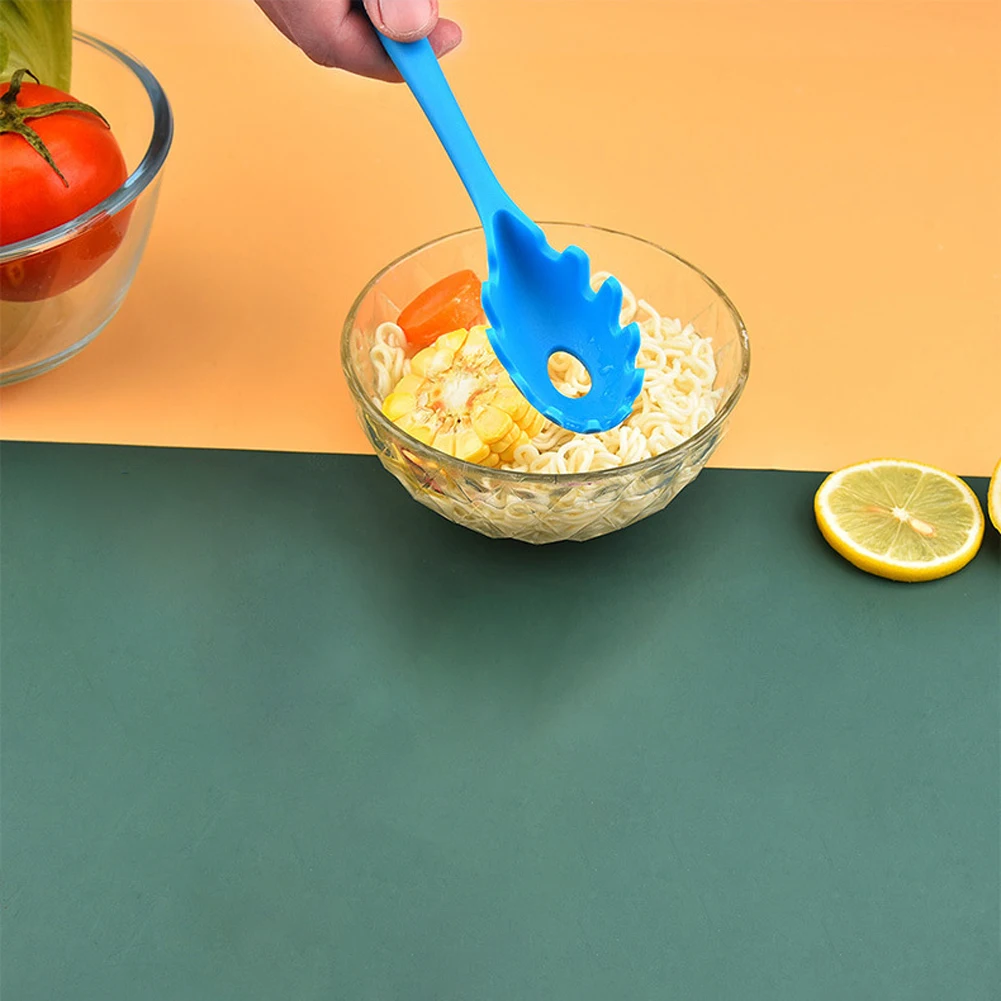 Hollow Bottom Long Handle Pasta Fork Cooking Tool Ergonomic Soft Silicone Home Kitchen Multifunctional Mini Portable Spoon