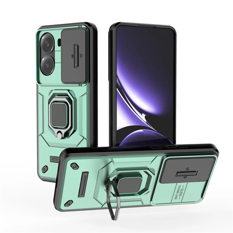 Slide Lens Armor Phone Case with Magnetic Ring Holder Cover - Enhanced Protection for Xiaomi Poco X7 Pro 5G