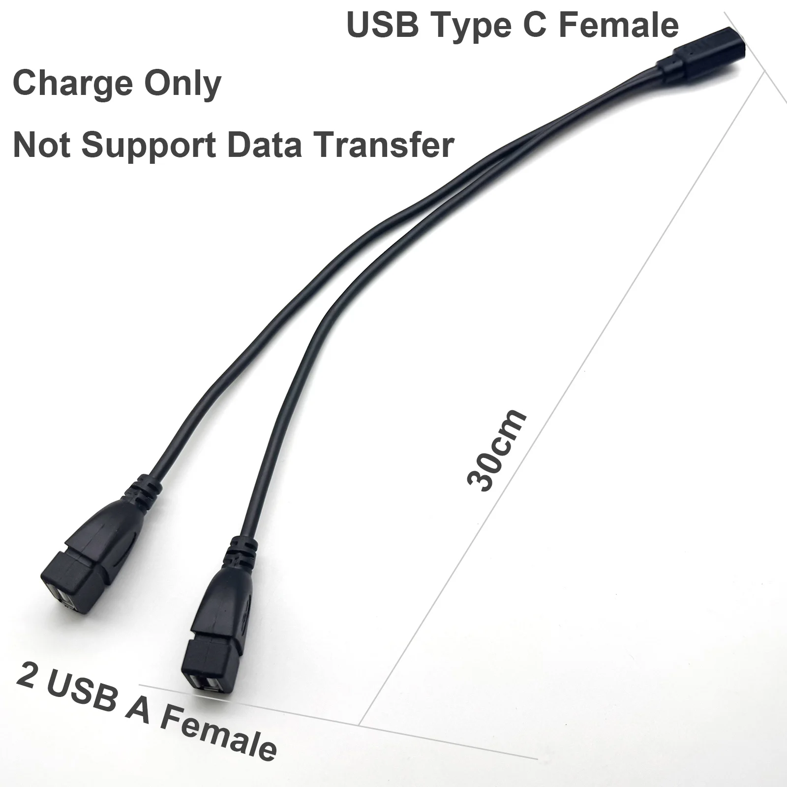 USB C 스플리터 충전 케이블 USB 타입 C 암-듀얼 2 USB 2.0 A 암 스플리터 Y 충전 커넥터 케이블 (충전 전용)