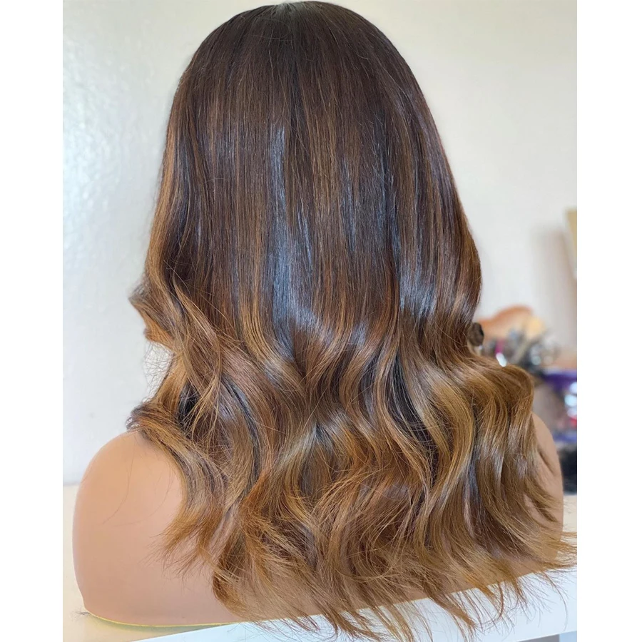 Glueless Soft Ombre Honey Blonde Wave 30inch 5x5 Silk Base Jewish Human Hair Wig With Baby Hair HD Lace European Preplucked
