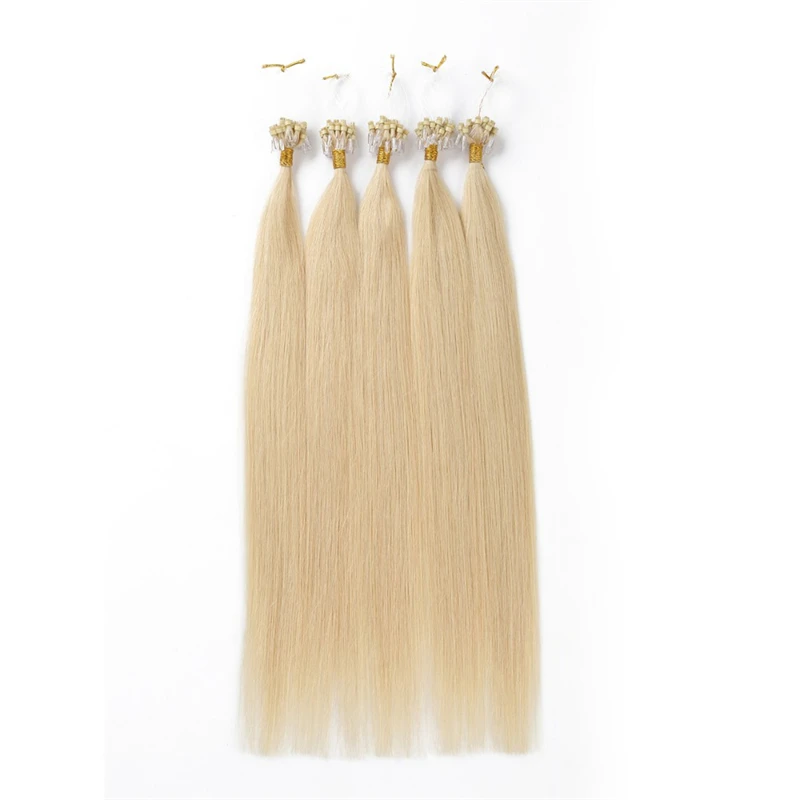 Red Color Micro Ring Remy Human Hair Extensions Straight Natural Hair Extensions Pre Bonded Micro Loop 14"-30" Fusion Human