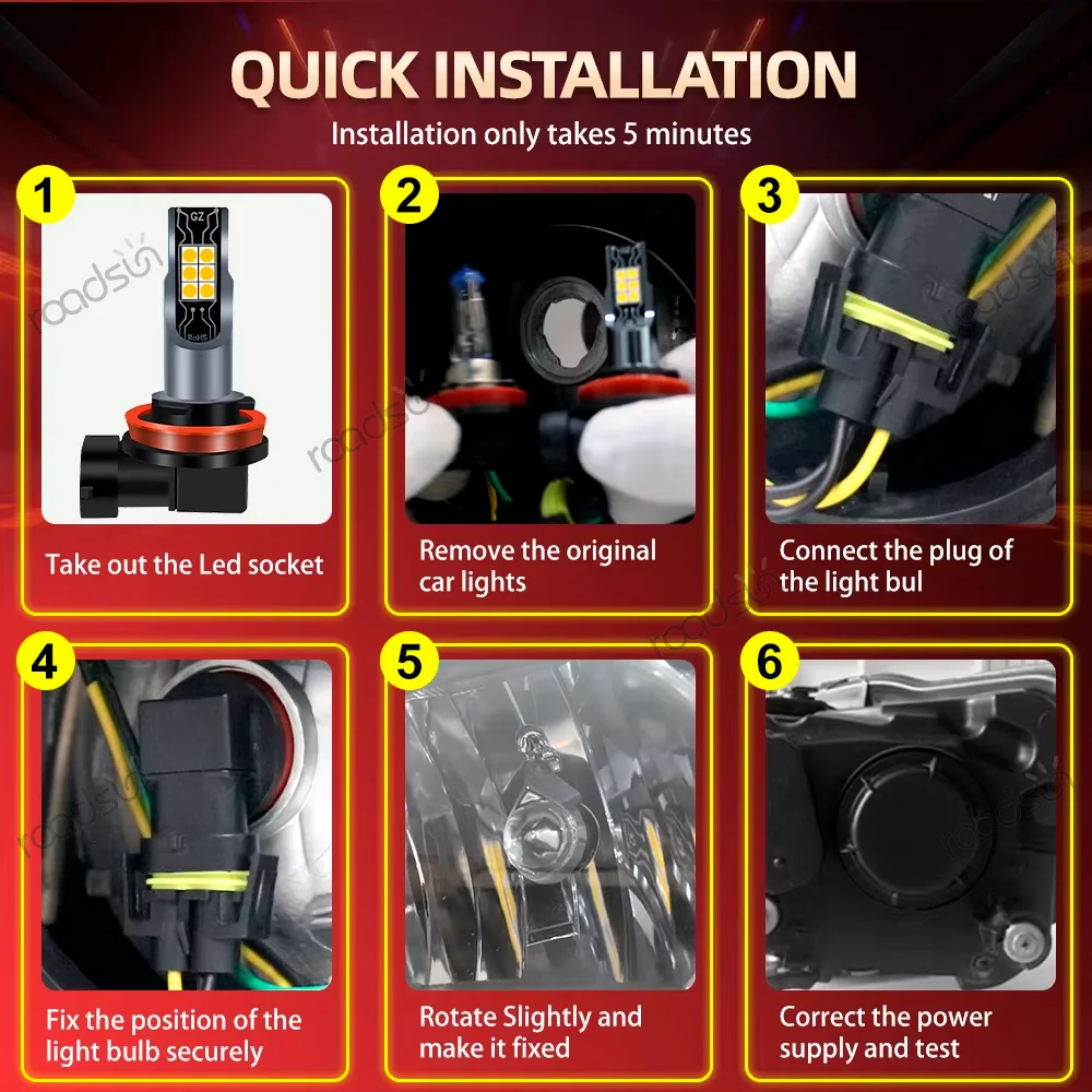 2X 캔버스 노 에러 H3 LED 자동차 안개등 전구 100W 3000K 옐로우 라이트 12V 스코다 파비아 I (6Y2) 해치백 1999 2000 2001 2002용