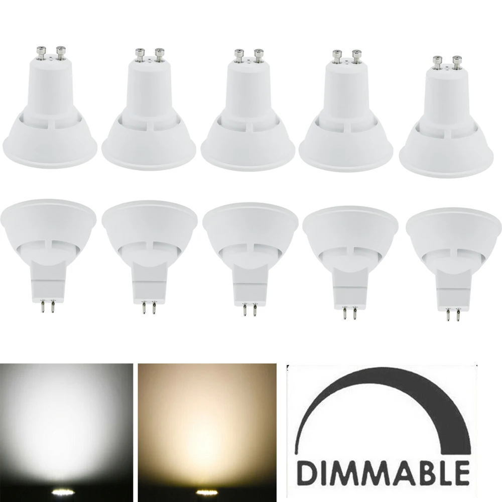 

10Pcs 10W GU10 MR16 220V 240V Bedroom Table Lamp Bulbs White Spot 180° Degree Wide Beam Dimmable LED Spotlights GU10