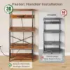 Kitchen Bakers Rack with Power Outlet, Coffee Bar Table 4 Tiers, Kitchen Microwave Stand with 6 S-shaped Hooks 4
