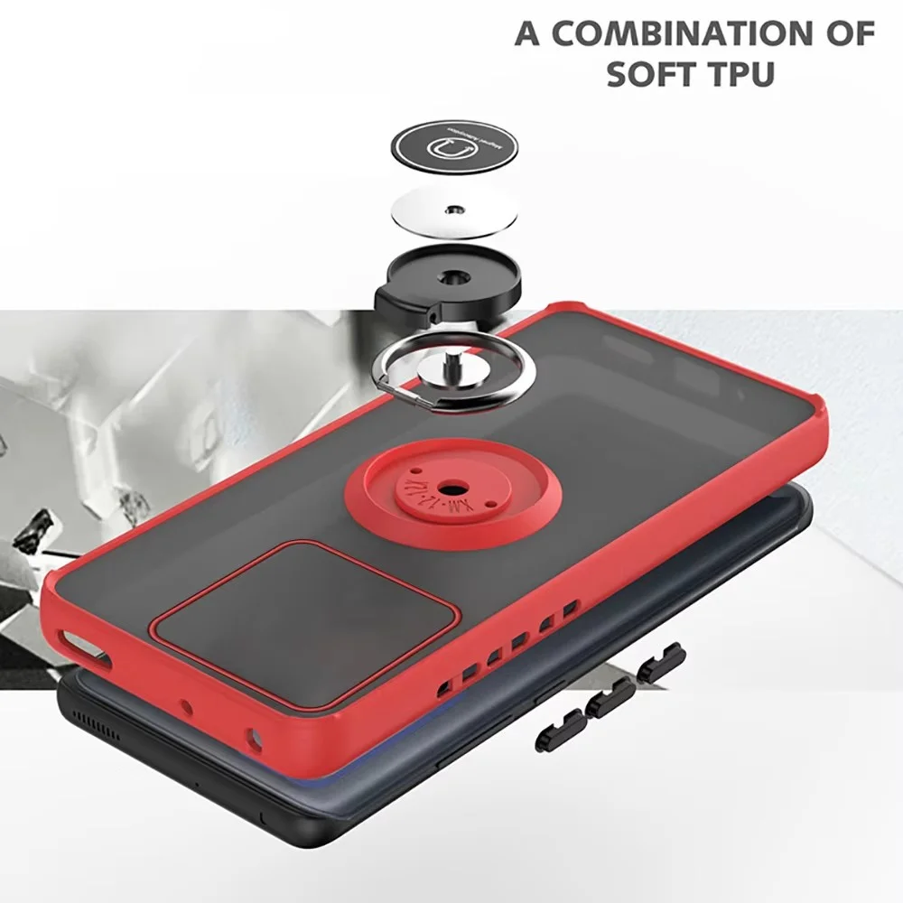 Magnetic Ring Holder Matte Armor Phone Case - Enhanced Protection Cover