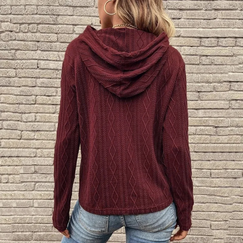 2023 Autumn Winter New Sweatshirts Women's Clothing Fashion Solid Color Loose Sleeve Pull Cord Hoodie Pullover Casual Tops