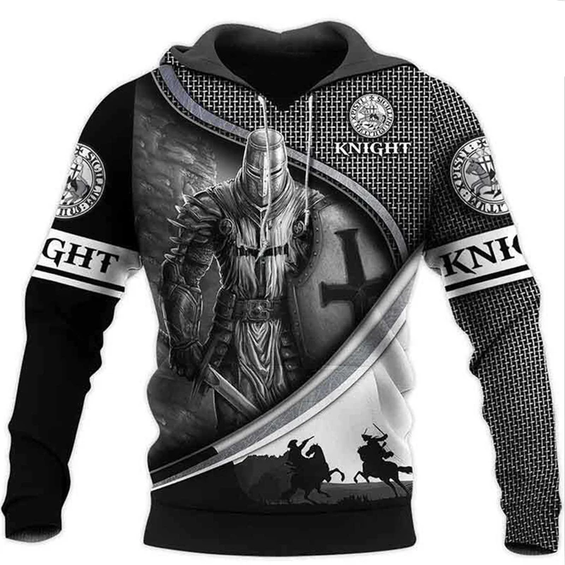 thumbnail image 1 of Sudadera con capucha de los Caballeros Templarios para hombre, con estampado 3D, de gran tamaño, estilo Harajuku, chaqueta holgada, jersey informal, ropa de calle con capucha, 1 of 5