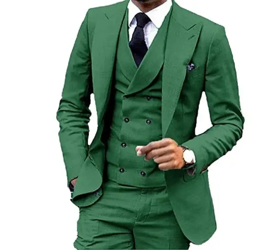 Blue Costume Homme Tuxedos Groom Wedding Men Suits Tuxedo Terno Masculino De Pour Hommes Blazer 3 Pieces (Jacket+Pants+Vest)