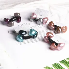 

2022 2pcs/set Korean Hair Accessories Jewelry Love Shiny Hair Tie Strap Children's Rubber Band women Headdress Clothing supplies