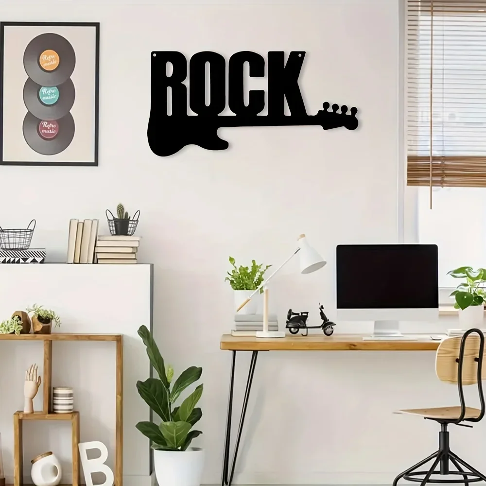 

1pc Rock Guitar Metal Wall Decor, Metal Artwork, Scene Decor, Room Decor, Holiday Gifts，Study And Other Wall