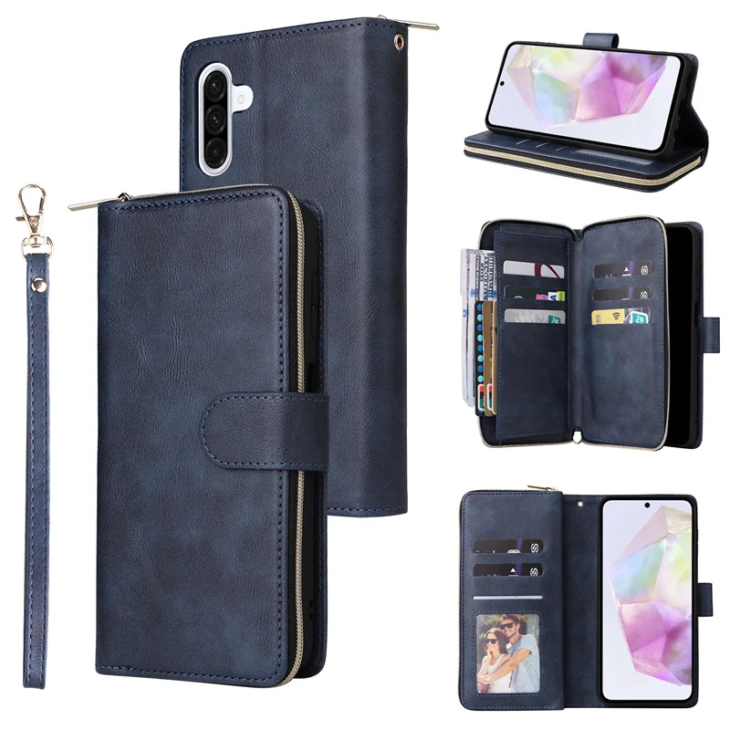 Elegant Zipper Wallet Flip Leather Phone Case with Card Holder