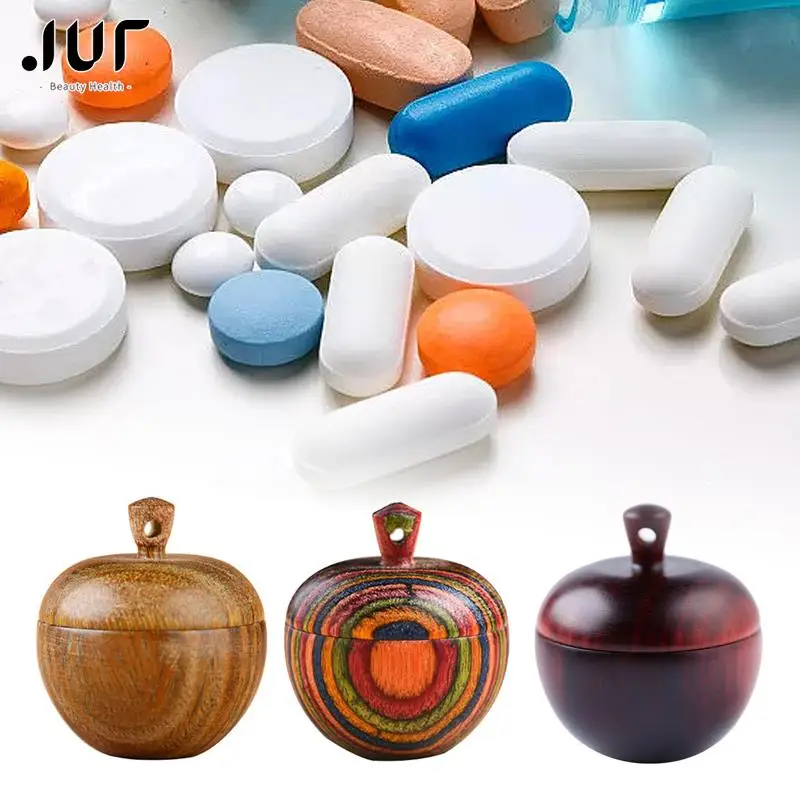 

1Pcs Solid Wood Medicine Pill Box Mini Sandalwood Rescue Pill Case Portable Storage Sealed Outdoor First Aid Tool Keychain