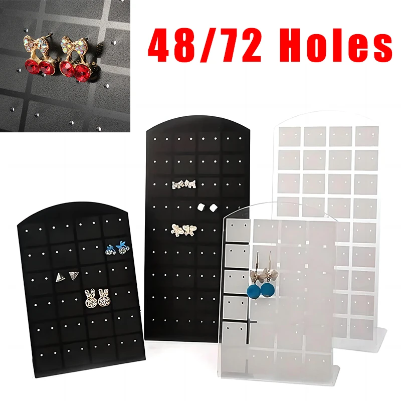

48/72 Holes Black White Plastic Jewelry box Organizer Ear Studs Display Stand Showcase Rack Neat Aligned Storage Packaging Box