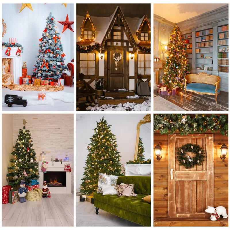 

SHUOZHIKE Christmas Indoor Theme Photography Background Christmas tree Backdrops For Photo Studio Props 21520 YDH-03