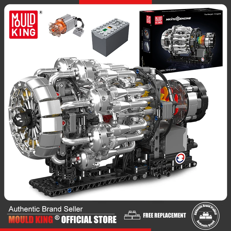 Mould King 10216 Technical Car Engine Toys The Motorized Turbojet Engine Building Block Assembly Engine Set Kids Christmas Gift