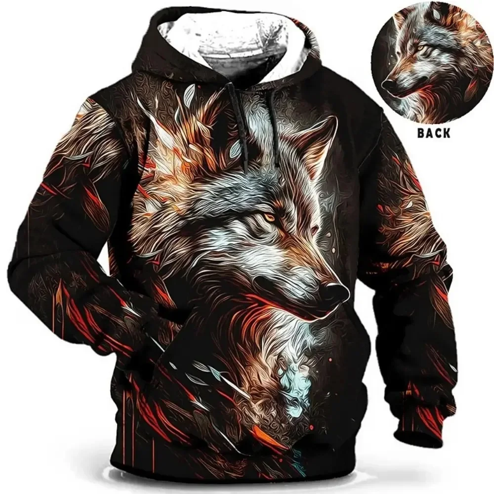 thumbnail image 2 of Sudaderas de moda para hombre, pulóveres casuales, patrón impreso en 3D, sudadera con capucha de tigre y lobo para hombre, ropa de calle de gran tamaño, ropa de otoño para hombre, 2 of 5