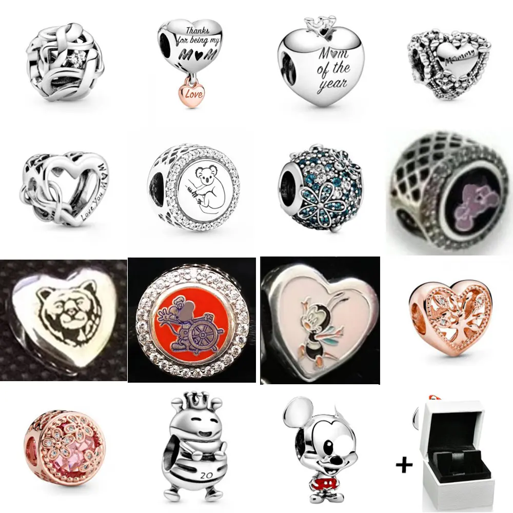 

2021 NEW 100% 925 Sterling Silver Stick People Koala Bee Animal Series Charm Fit DIY Women Bracelet Fashion Original Jewelry