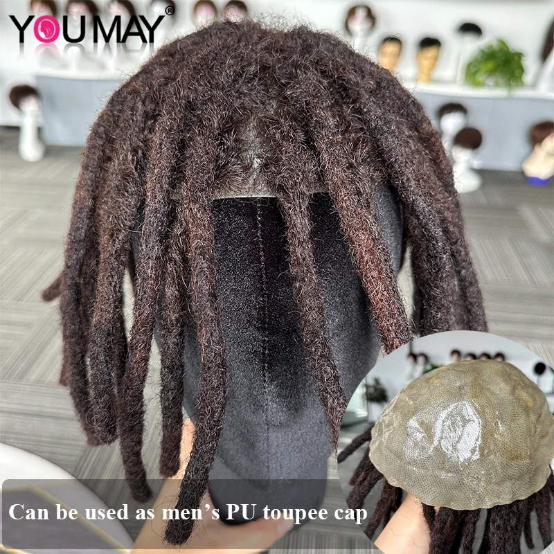 PU DreadLoc intrecciare i capelli parrucca colore Loc treccia veri capelli umani parrucca del merletto parrucchino per le donne stile uomo Dreadloc capelli yumay Virgin