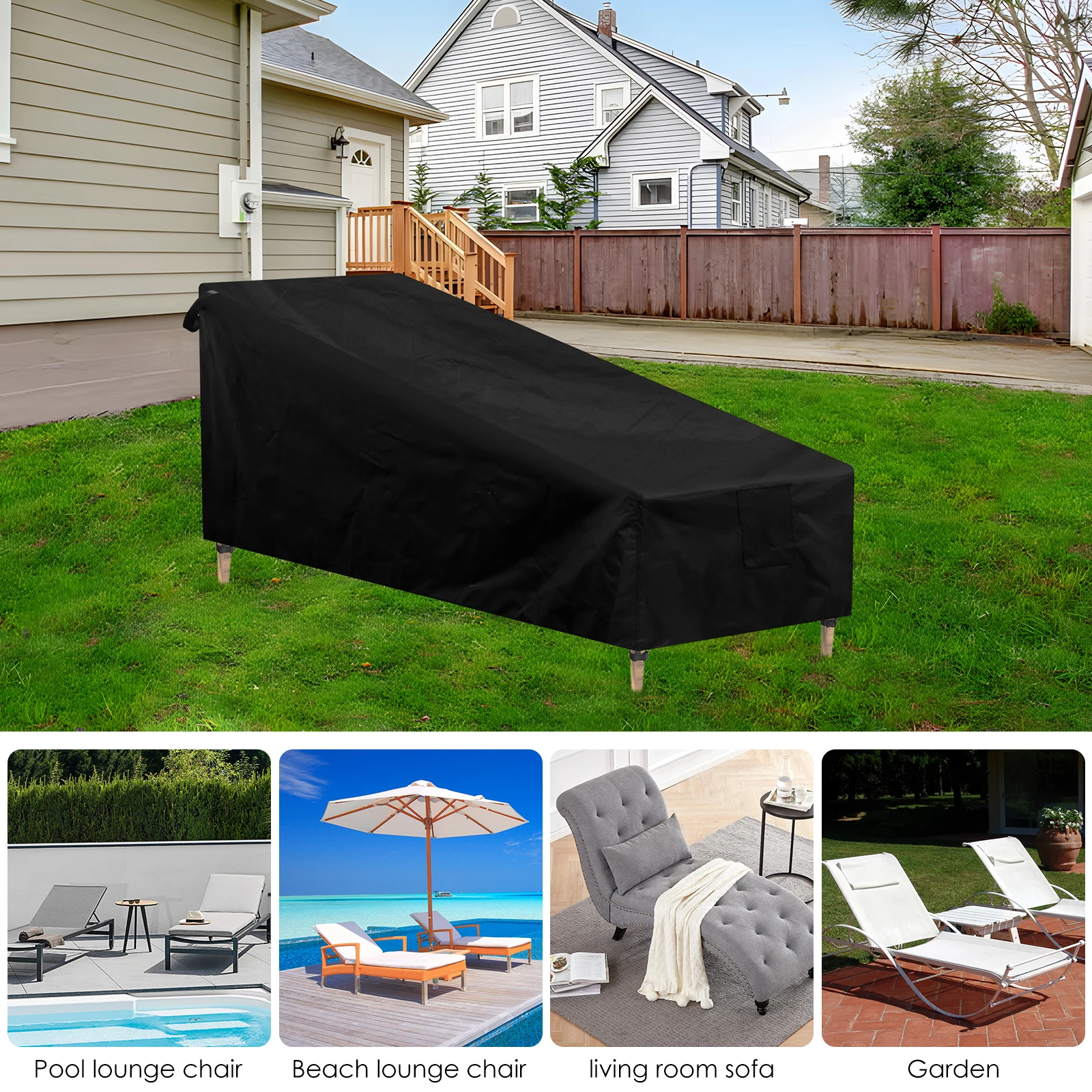 1/5Pcs Outdoor Lounger Protective Cover Waterproof Anti-UV Garden Patio Furniture Cover for Sunbed Recliner Lounge Chair