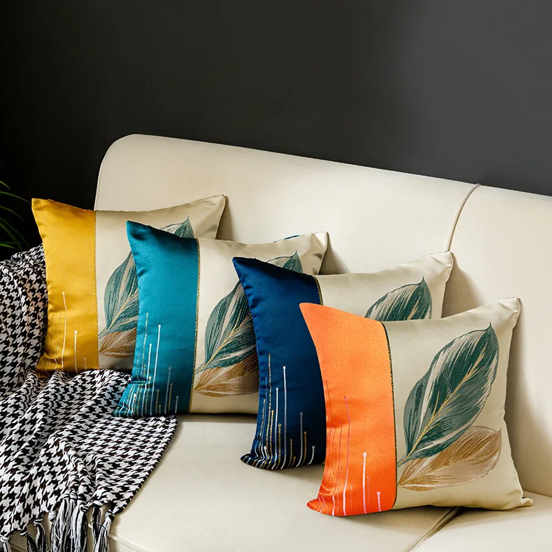 

Luxury Jacquard Leaf Pillowcase Sofa Cushion Cover High Precision Stitching Home Decor Living Room 45x45cm