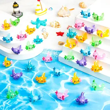 10/20pcs Mini Resin Axolotl Figures Tiny Axolotl Figurine Random Color Miniature Animals Ornaments for DIY Fairy Garden Potted