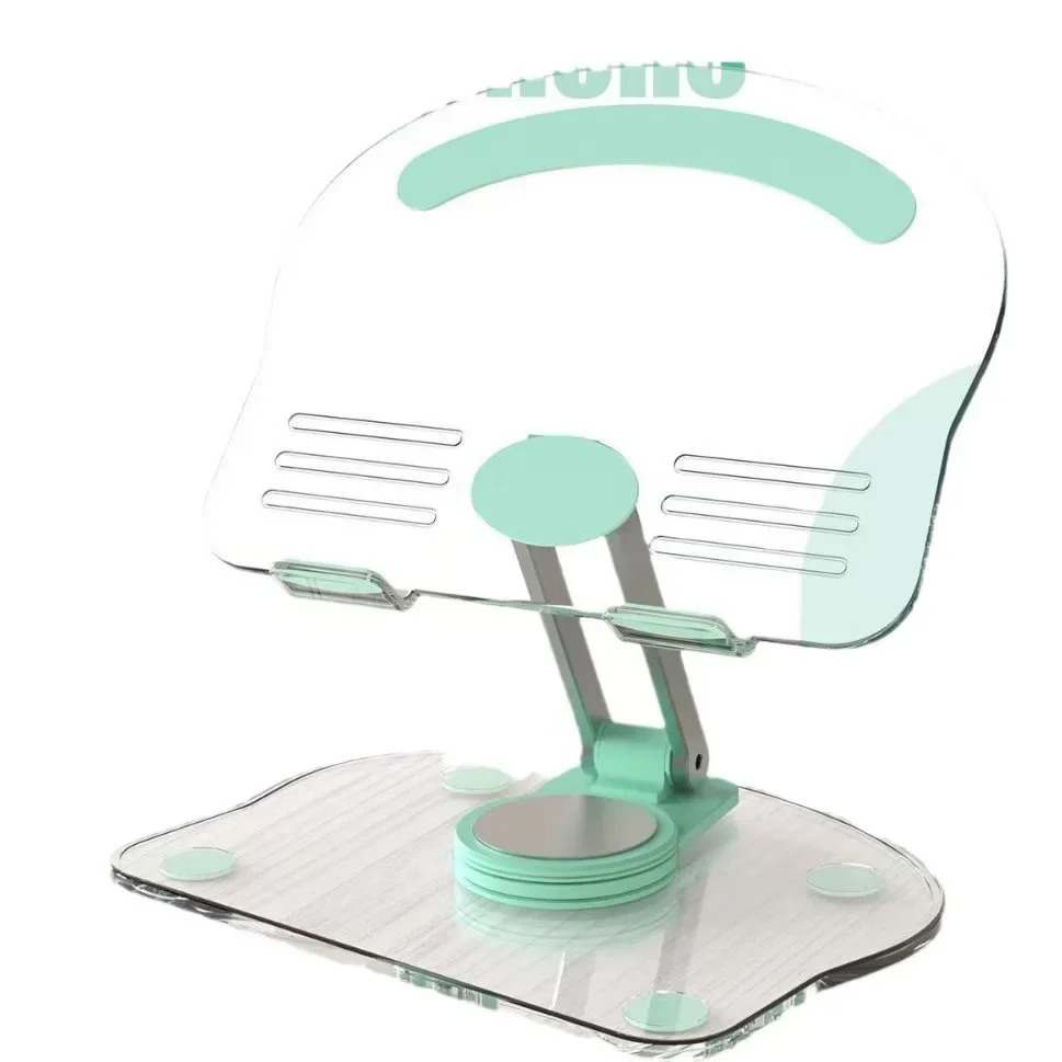 Transparent Acrylic Foldable Tablet Stand - Rotatable, Height-Adjustable, Non-Slip, Multifunctional Desktop Holder