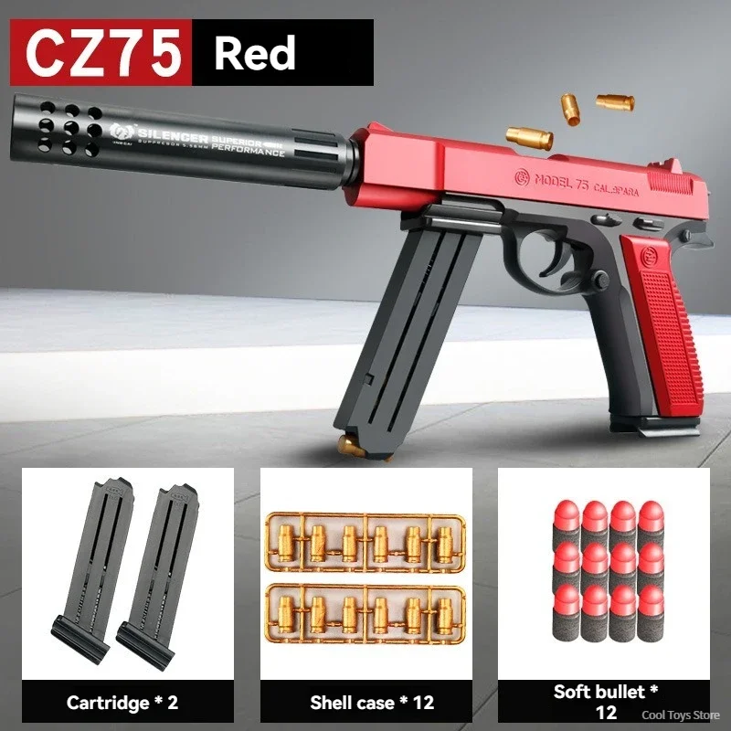 CZ75 Soft Bullet Gun Toy Shell Throwing Manual Air Soft Pistol Weapons Outdoor Realistic Toys Guns for Boys Children Adult Gifts 6