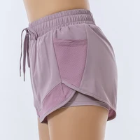 Short de sport ample taille haute pour femmes, double couche, anti-éblouissement, pantalon de fitness, de yoga, de course, d'entraînement à séchage rapide, tendance 5