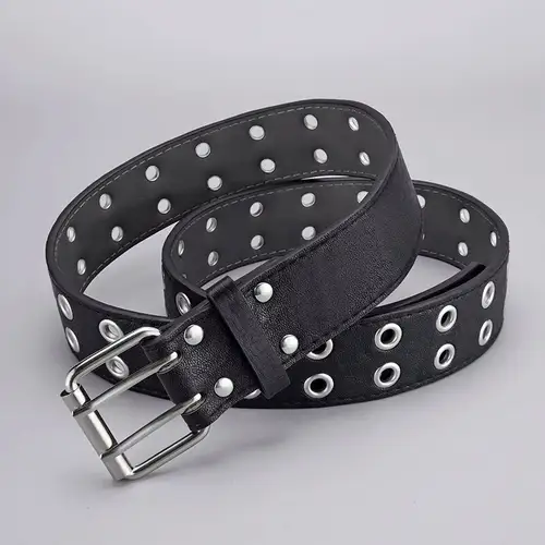 1pc Women's Belt Trend Simple Double Hole Men Belt Punk Hip Hop Rock Style Subculture Y2K Belt Punch Free Belt for Men and Women - Image 6