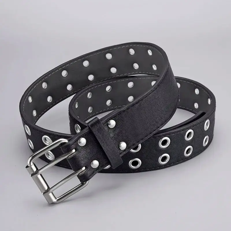 1pc Women's Belt Trend Simple Double Hole Men Belt Punk Hip Hop Rock Style Subculture Y2K Belt Punch Free Belt for Men and Women - Image 6