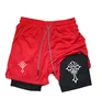 Cross Print 2 in 1 Workout Running Shorts for Men Christian Gym Athletic Shorts with Compression Liner Phone Pocket Towel Loop 5