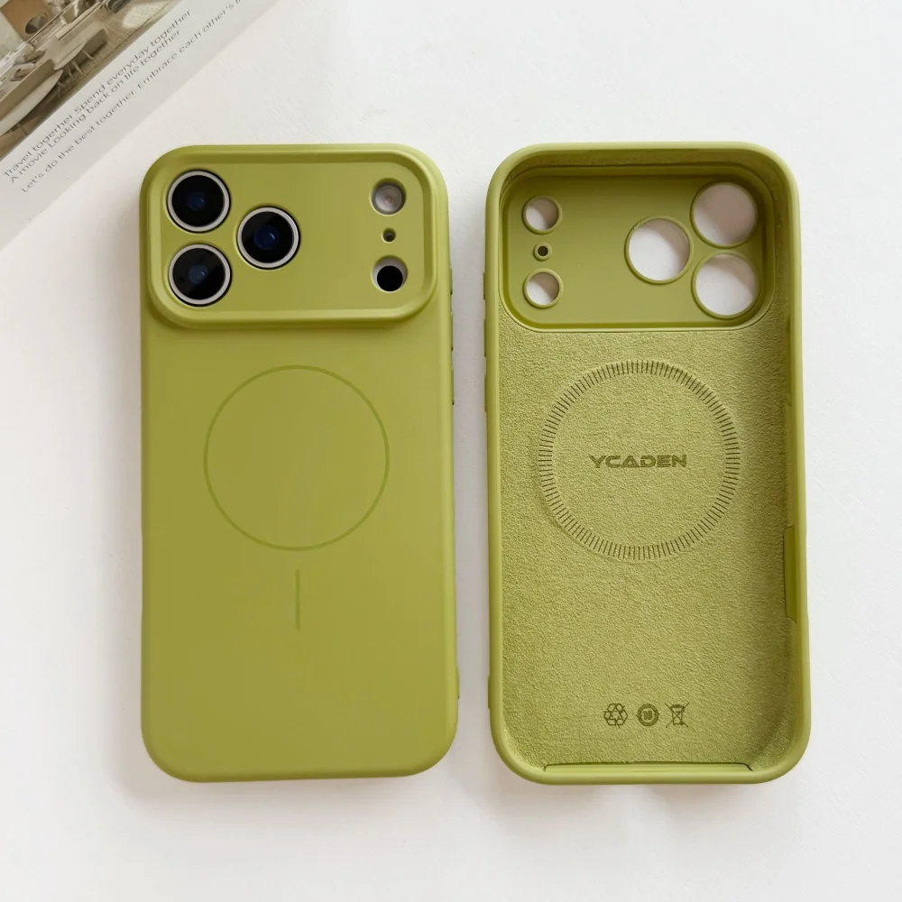 Soft Liquid Silicone Magnetic Phone Case with Shockproof Lens Protection and Magsafe Compatibility
