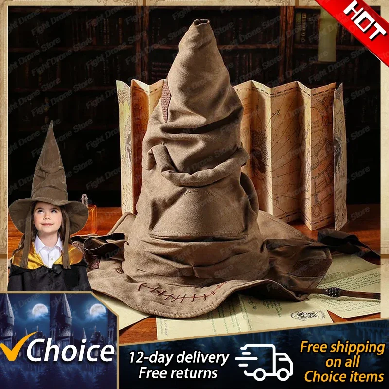 10Pcs Hot Fashion Movies Witch Wizard Hat Sorting Hat Leather Halloween Party Props Dress Up Men Cosplay Costume Accessories
