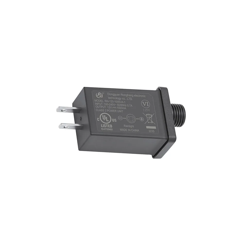 12V 1A 출력 클래스 2 전원 공급 장치 변환기 IP44 방수 변압기 LED 어댑터 미국 플러그 교체 야드 풍선 어댑터