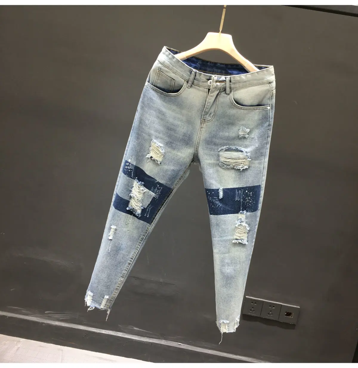 High Waist Loose Straight Denim Ankle-length Harem Jeans