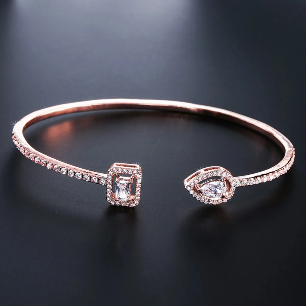 Luxury Geometry Gold Color Cuff Bangle - Lifestyle Shot