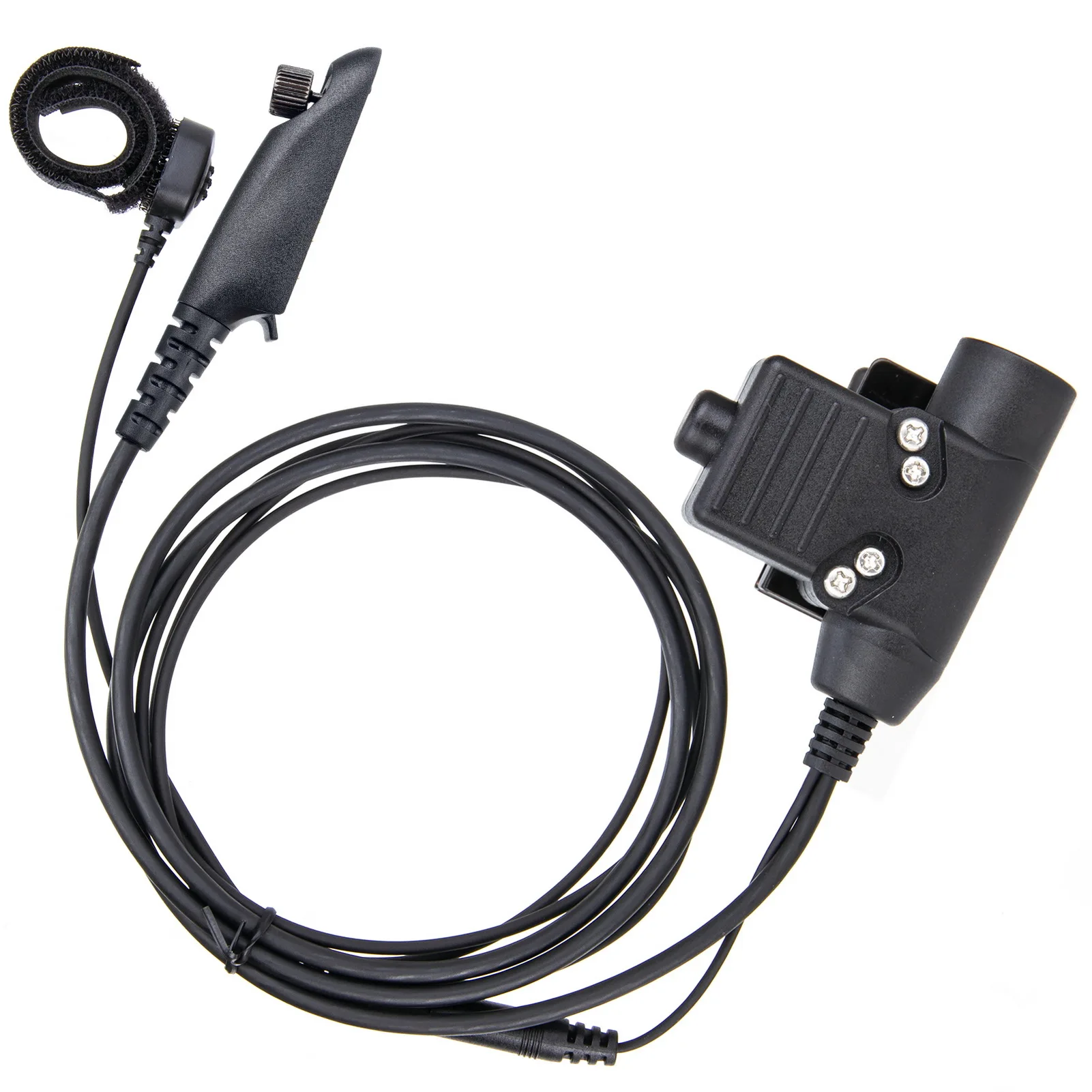 U94 PTT and Finger Microphone PTT with black HD01 Tactical Bowman Elite II Radio Headset Earpiece for MOTOROLA GP-338