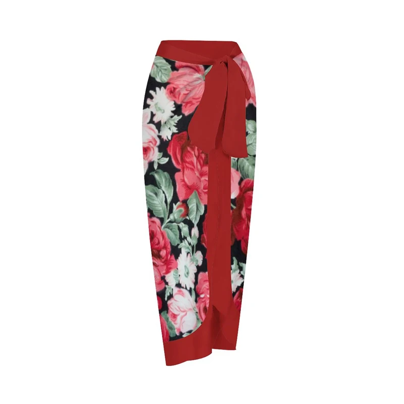 2023 New Fashion Women Cover Swimsuit Retro Print Flat Gorgeous Red Printing And One-Piece Suit With Swimwear Summer Beach Wear