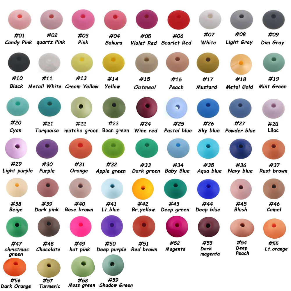 Silicone Lentil Spacer Beads for DIY Accessories (12mm, Multiple Quantities Available)