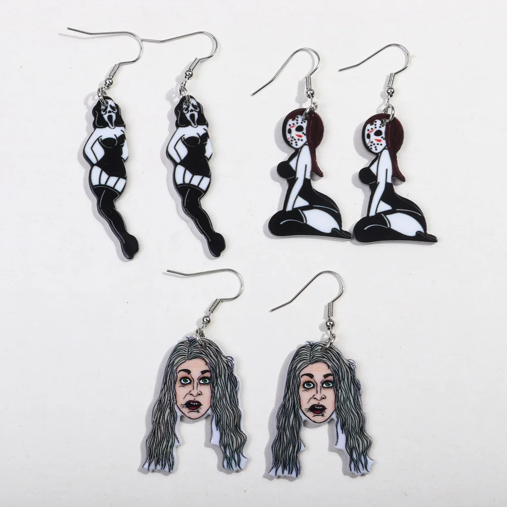 Set Boucles D'oreilles Et Collier Halloween - Couteau Sang Et Gouttes De Sang - Accessoire Déguisement Sorcière Vampire