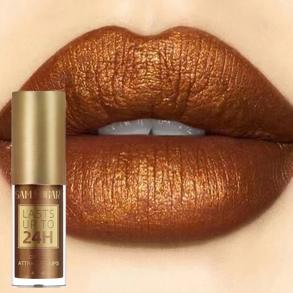 1PC Green Glitter Lip Glaze Waterproof Long Lasting Lip Gloss Bold & Intense Metallic Liquid Lipstick Pearlescent Tint Makeup