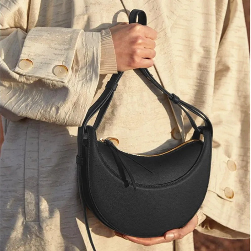 

2024 New Lady Saddle Bag Genuine Leather Woman Sholder Bag Female Messenger Bag Women's Armpit Bags Sac A Main