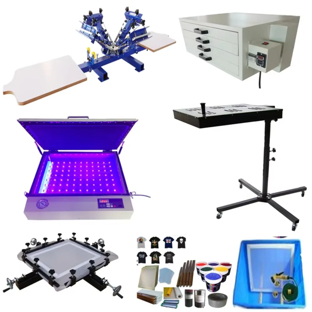 Octopus Silkscreen Ruida NS401-MR Printing Screen Manual 4 Color 1 Station Silk Screen Printer With Kit